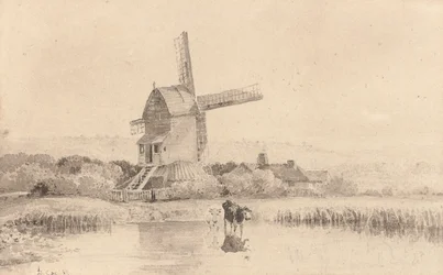 Cattle Watering by a Windmill on Dulwich Common