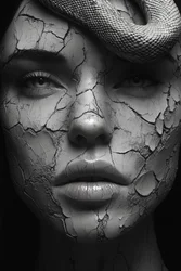 Cracked Face with Snake
