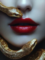 Red Lips Golden Snake