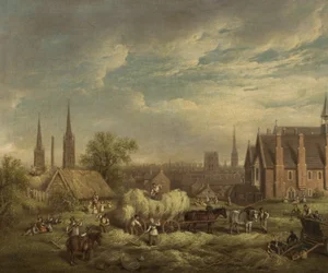 Haymaking at Coventry, mid-19th century