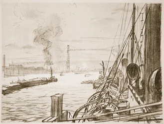 A Hospital Ship at a Base, Illustration from 