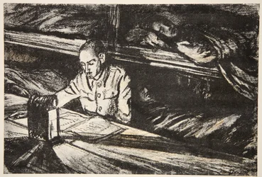 On a hospital ship at night: the Orderly, illustration from 