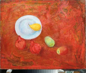 A Plate and Fruits - Painting by David Petrovich Sterenberg