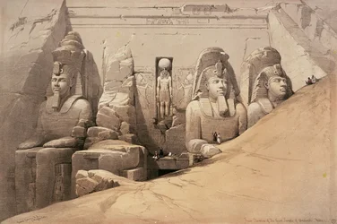 Front Elevation of the Great Temple of Aboo Simbel, Nubia, from 