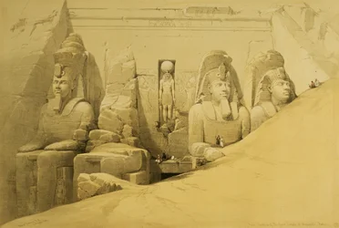 Front Elevation of the Great Temple of Aboo Simbel, Nubia, plate 44 from volume II of 