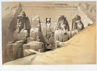 Front Elevation of the Great Temple of Aboo Simbel (Abu Simbel), Nubia in 