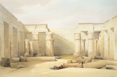 The Temple of Medinet Abu in Tebe, engraving