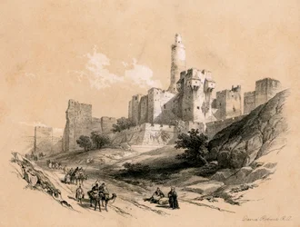 The Tower of David, Jerusalem, Israel, 1855