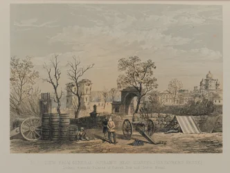 View from General Outram’s Headquarters [Dr Fayrer’s House]. Looking Towards Palaces of Furrad Bux and Chuttur Munzil