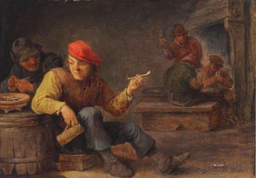 Boors Drinking and Smoking in an Inn