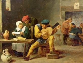Peasants Making Music in an Inn