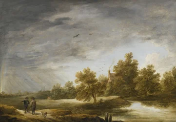 River Landscape with Rainbow