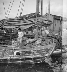 A Close View of the Starboard Bow of a Swatow Trader Type Junk at Kowloon, Hong Kong