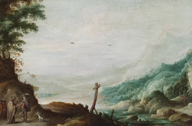 A Mountainous River Landscape with a Fortune Teller