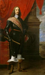 Archduke Leopold Wilhelm, in the Background the Siege of Gravlingen during the Thirty-Years War
