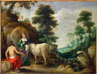 Io, Transformed into a Cow, is Handed to Juno by Jupiter