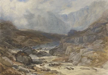 Welsh Mountain Scene with Torrential River