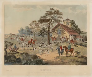 [Fox-hunting] set of four: (1) Meeting / Colonel Jollyffe