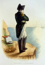 Napoleon on the Island of Saint Helena, Illustration from Le Plutarque Francais by E. Mennechet, Engraved by Delaistre, 1835