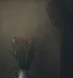 Shadowed Tulips and Butterfly