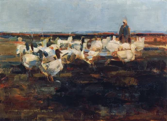 Flock of Geese in the Pasture