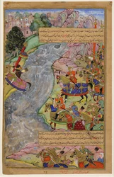 Jalal al-Din Khwarazm-Shah Crossing the Rapid Indus River, Escaping Chinggis Khan and His Army