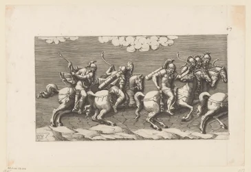 Procession of Armed Riders (left part)