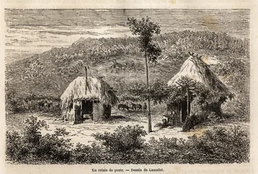 A post relay between Bucharest and Pitesti. Engraving to illustrate the voyage from Paris to Bucharest (Romania), in 1860, by Lancelot, designer, in 