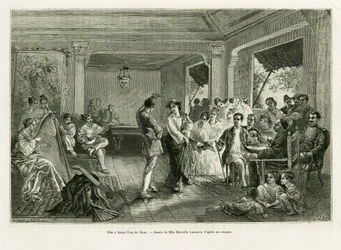 Party at Santa Cruz de Nano. Engraving by Lancelot to illustrate the story 