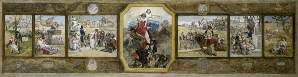 Sketch for the Marriage Hall of the 19th Arrondissement Town Hall in Paris: The Tricolor Flag, Republican Allegories