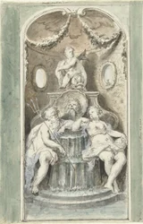 Design for a Decorative Painting with a Fountain