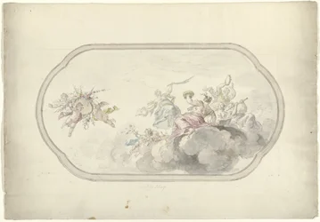 Design for a Ceiling Painting with Music-Making Women and Putti with Flower Basket as Allegory of Joy
