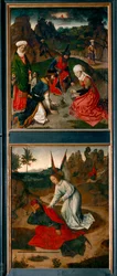 Altar of the Last Supper, Right Wing: Top: The Collection of Manna in the Desert Bottom: The Angel Wakes the Prophet Elijah