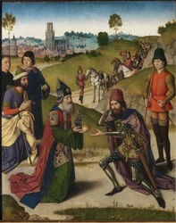 The Last Supper Altarpiece: Meeting of Abraham and Melchizedek (left wing)