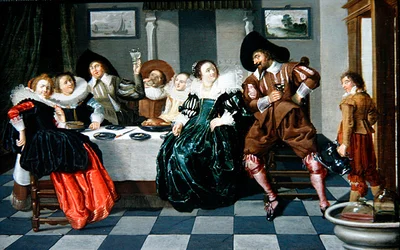 Elegant Company at a Table in an Interior