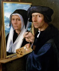 Jacob Cornelisz. van Oostsanen Painting a Portrait of His Wife
