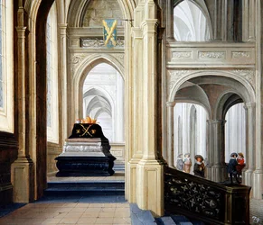 A Church Interior with a Royal Tomb