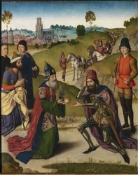 The Last Supper Altarpiece: Meeting of Abraham and Melchizedek (left wing)