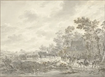 An Army Marches Through a Village