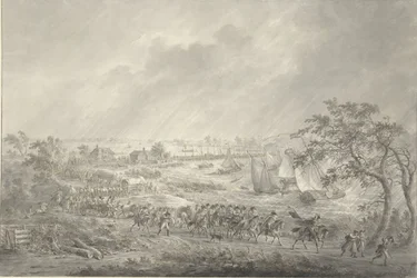 Crossing of the English and Hanoverian Troops from Nijmegen to Lent over the Ship Bridge over the Waal, 7 November 1794