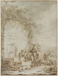 Frontispiece for an Album of Drawings: Peasants at a Fountain