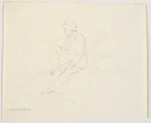 Two Seated Men on a Rock