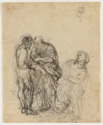 Study of an Old Man, a Younger Man, and a Woman
