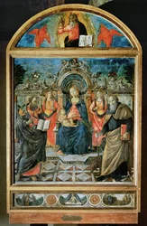 Madonna Enthroned, the Infant Jesus, Two Angels and Saints Bartholomew and Anthony Abbas