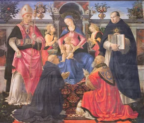 Madonna Enthroned with Two Angels, Saints and Pope St Clement
