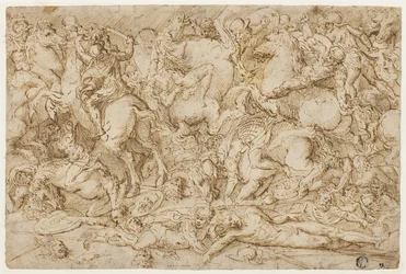 Battle Scene with Horses and Men