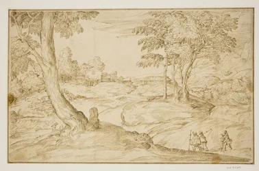 Landscape with Pilgrims Approaching a Church