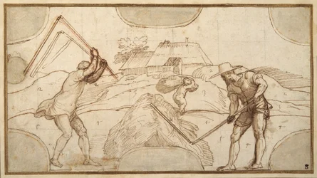 Two peasants threshing
