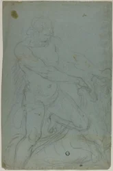 Samson and the Lion (recto); Virgin Mary with Right Arm Extended (verso)