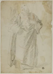 Standing Angel; Study of Face and Drapery
